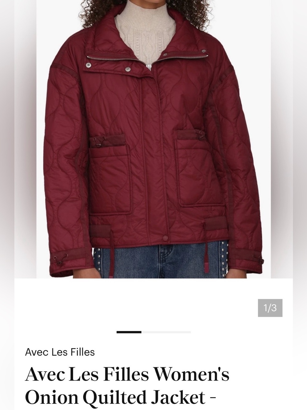 Avec Les Filles NWOT size small
Women's Quilted Jacket - WINE